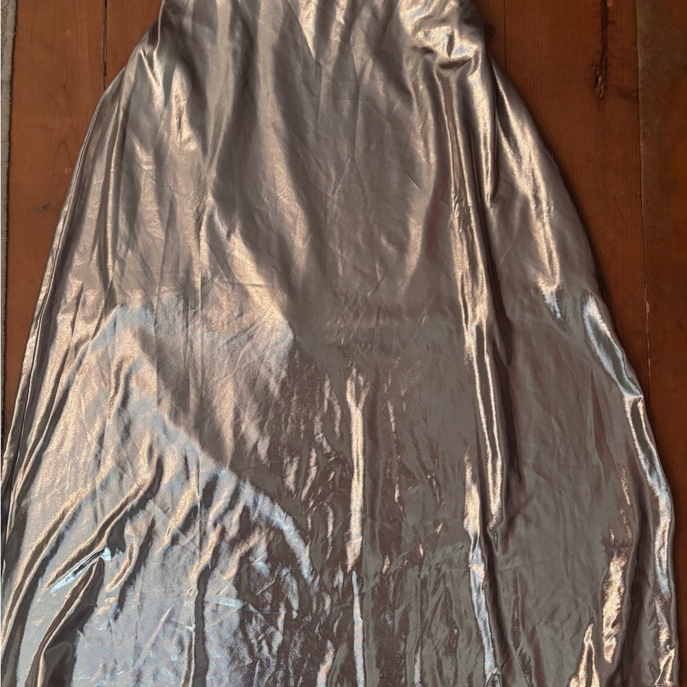Metallic Silver Maxi Dress